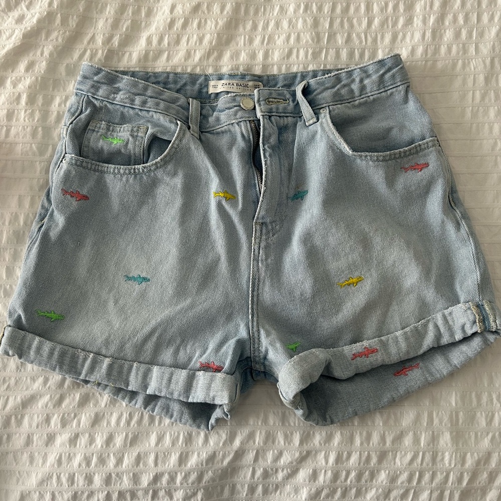 Zara denim print shorts